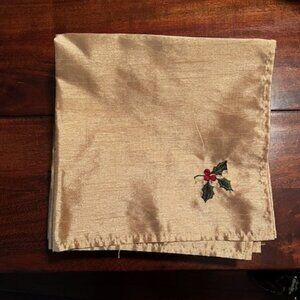Six Gold Holiday Dinner Napkins